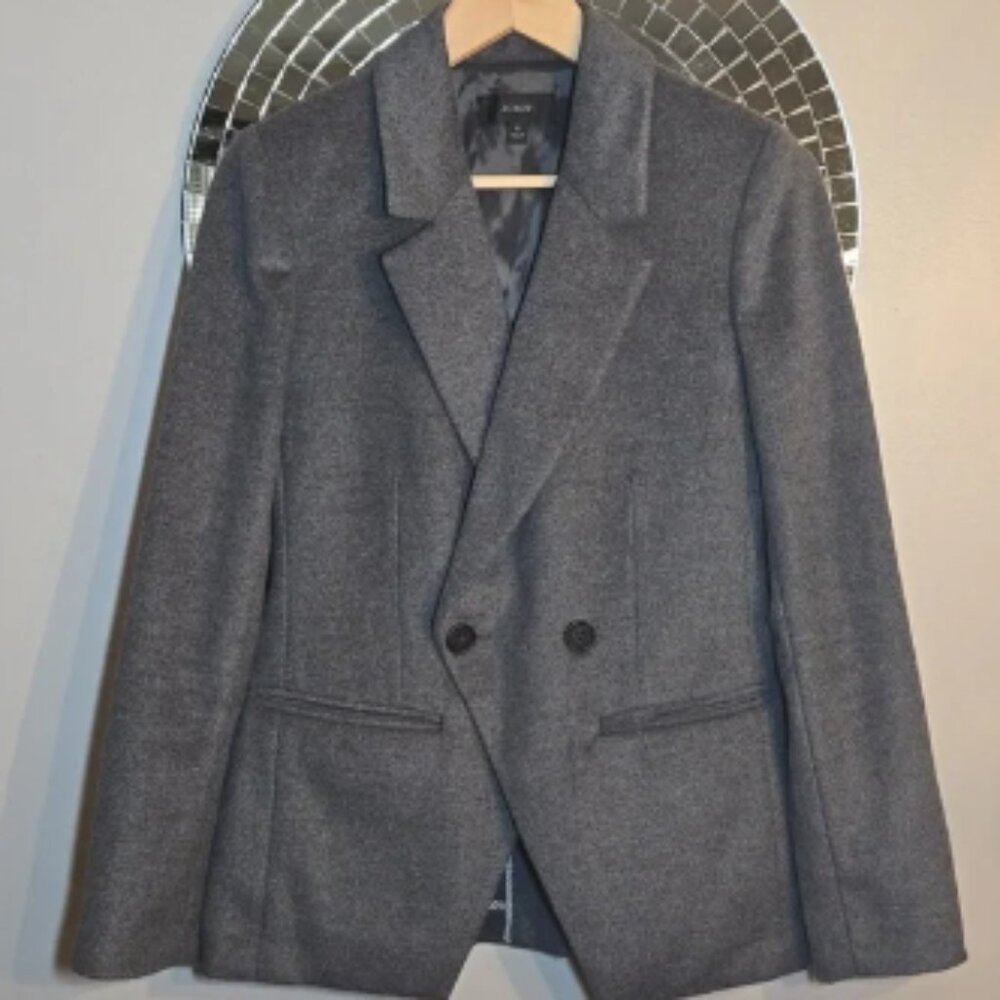 J. Crew Wool Devon Drapey Flannel Double Breasted Blazer Jacket